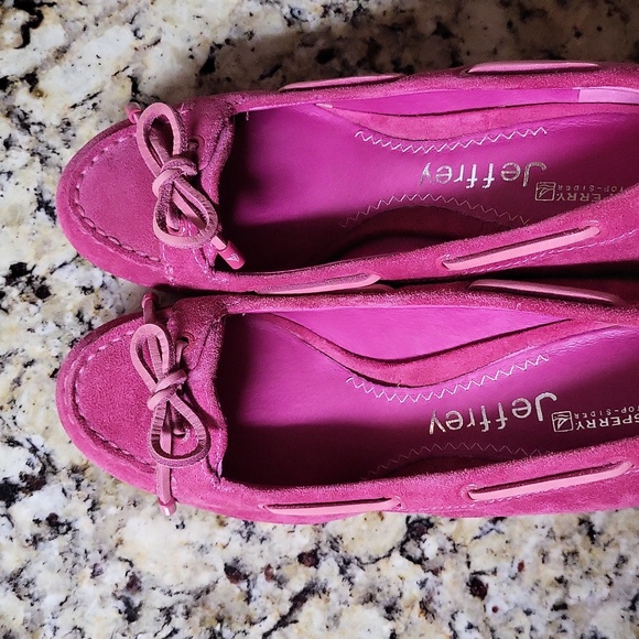 Sperry Jeffrey Top-Sider Pink Suede Wedges Size 7.5 - Picture 7 of 10